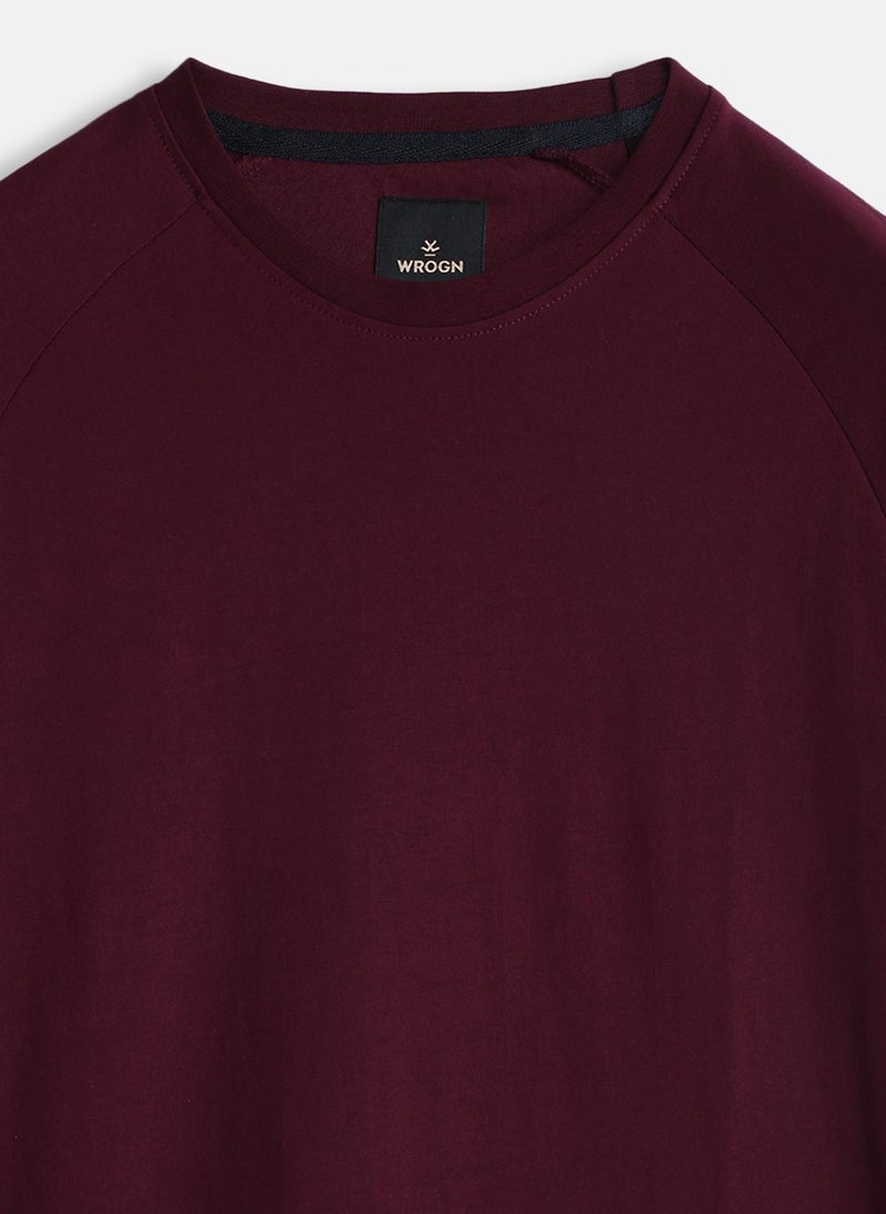 Wrogn Placement Print Slim Fit Fit T-Shirt | Maroon - Image 3